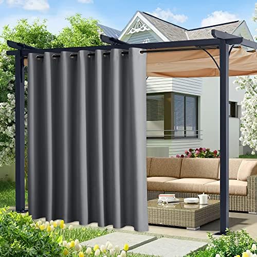 Canvas Outdoor Curtains Extra Wide for Patio Waterproof, Rustproof Grommet Outside Vertical Drapes for Gazebo &