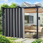 Canvas Outdoor Curtains Extra Wide for Patio Waterproof, Rustproof Grommet Outside Vertical Drapes for Gazebo &
