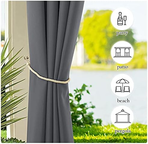 Canvas Outdoor Curtains Extra Wide for Patio Waterproof, Rustproof Grommet Outside Vertical Drapes for Gazebo &, alternate