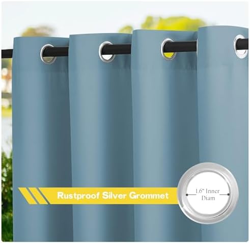 Canvas Outdoor Waterproof Patio Curtains 4 Pieces, Rustproof Grommets UV Blocking Vertical Drapes Keep Sun &, alternate view