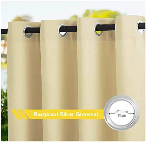 Canvas Patio Curtains Outdoor Waterproof, Rustproof Grommet Durable Thick Privacy Indoor/Outdoor Curtains &, alternate view 2