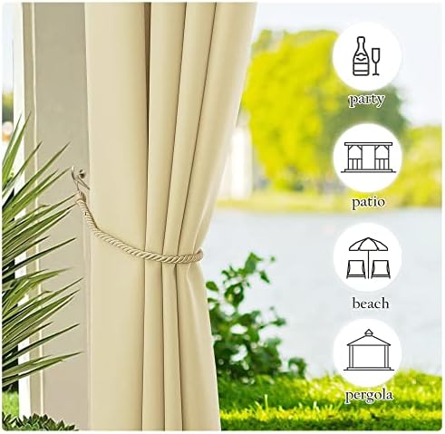 Canvas Patio Curtains Outdoor Waterproof, Rustproof Grommet Durable Thick Privacy Indoor/Outdoor Curtains &, alternate view 5