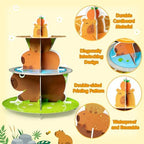 Capy Birthday Cupcake Stand - 3 Tiered Baby Shower Party Decoration in Brown, alternate view 4