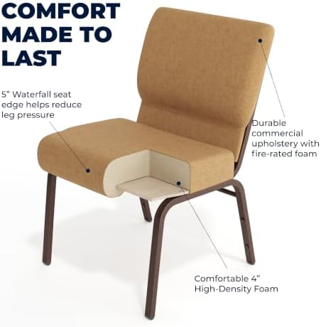 Caramel Fabric 21" W Stacking Church Chair, alternate view 5