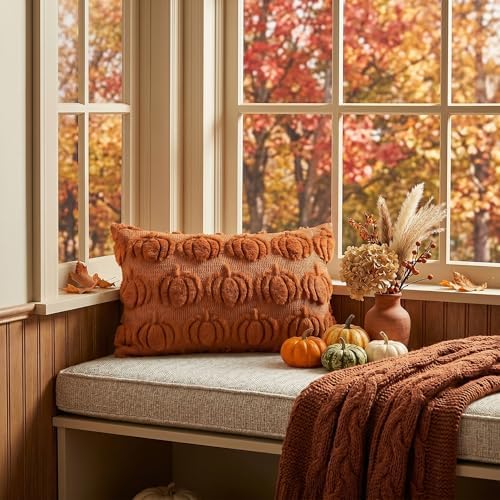 Caramel Fall Pumpkin Throw Pillow Covers 12x20 Inch in 12x20 Inch, alternate view 3