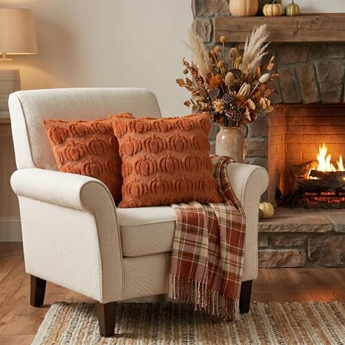 Caramel Fall Pumpkin Throw Pillow Covers 20x20 Inch in 20x20 Inch, alternate view 4