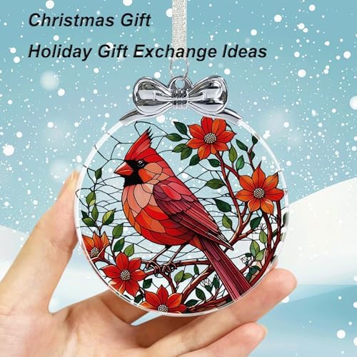 Cardinal Christmas Ornament Crystal Glass for Christmas Tree Décor - Red Cardinal Memorial Gifts - Sympathy, alternate view 5
