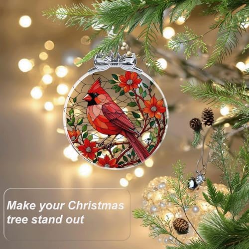 Cardinal Christmas Ornament Crystal Glass for Christmas Tree Décor - Red Cardinal Memorial Gifts - Sympathy, alternate view 6