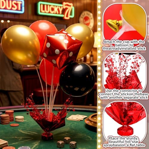 Casino Party Balloons Stand Kit 6 Sets, Black, Red, and Yellow in 6 Count (Pack of 1) in Black, Red, and Yellow, alternate