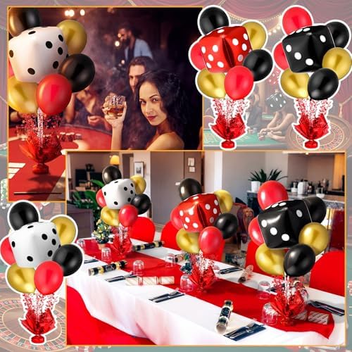 Casino Party Balloons Stand Kit 6 Sets, Black, Red, and Yellow in 6 Count (Pack of 1) in Black, Red, and Yellow, alternate