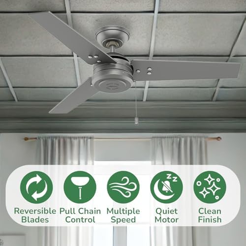 Cassius, Outdoor or Indoor, Ceiling Fan, 44 inch, Matte Silver in Matte Silver, alternate view 3