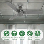 Cassius, Outdoor or Indoor, Ceiling Fan, 44 inch, Matte Silver in Matte Silver, alternate view 3