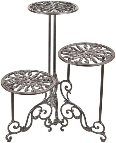 Cast Iron 24" Tall Plant Stand, Heavy-duty 3 Tiered Flower Pot Stand