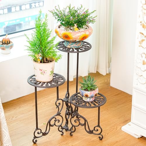 Cast Iron 24" Tall Plant Stand, Heavy-duty 3 Tiered Flower Pot Stand, alternate view 2