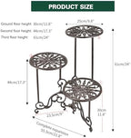 Cast Iron 24" Tall Plant Stand, Heavy-duty 3 Tiered Flower Pot Stand, alternate view 3