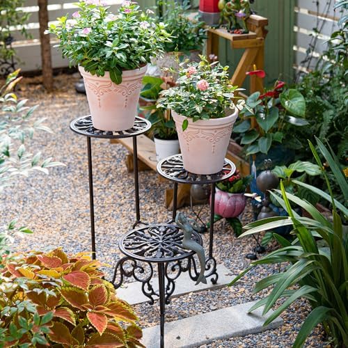 Cast Iron 24" Tall Plant Stand, Heavy-duty 3 Tiered Flower Pot Stand, alternate view 4