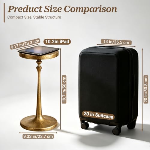 Cast Iron End Table, Vintage Drink Table with Weighted Base, Small Round Side Table, Tall Pedestal Side Table, alternate view