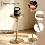 Cast Iron End Table, Vintage Drink Table with Weighted Base, Small Round Side Table, Tall Pedestal Side Table, alternate view