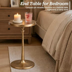 Cast Iron End Table, Vintage Drink Table with Weighted Base, Small Round Side Table, Tall Pedestal Side Table, alternate view