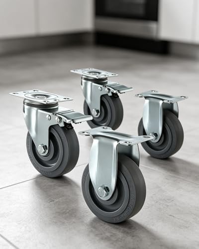 Caster Wheels, 5 Inch Heavy Duty Casters, Compatible with VEVOR Insulated Food Pan Carrier, Set of 4 (2 Swivel, alternate