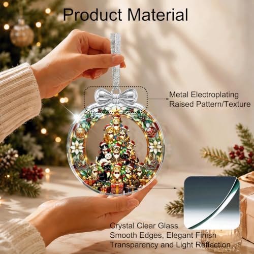 Cat Tree Christmas Ornament Crystal Glass 3 * 3.3 in for Xmas Tree Decor, alternate view 3