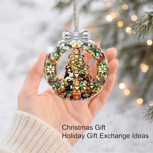 Cat Tree Christmas Ornament Crystal Glass 3 * 3.3 in for Xmas Tree Decor, alternate view 4