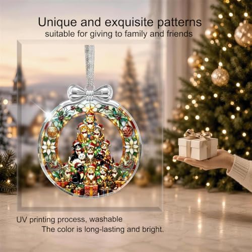 Cat Tree Christmas Ornament Crystal Glass 3 * 3.3 in for Xmas Tree Decor, alternate view 5