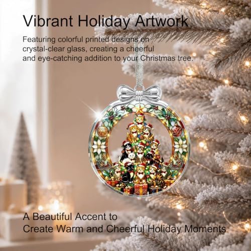 Cat Tree Christmas Ornament Crystal Glass 3 * 3.3 in for Xmas Tree Decor, alternate view 6
