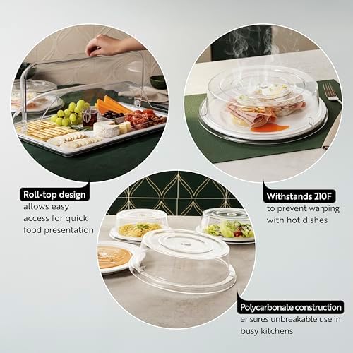 Cater Tek 10.2 Inch Polycarbonate Plate Covers, 10 Shatterproof Dish Covers - Dishwashable, For 10-Inch Plates, alternate
