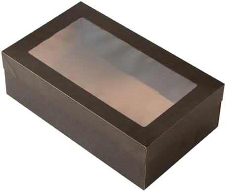 Cater Tek 10.2 x 6.1 x 3.2 Inch Baked Goods Boxes, 10 Greaseproof Pastry Boxes - Window Lids, Insert Tab Lock