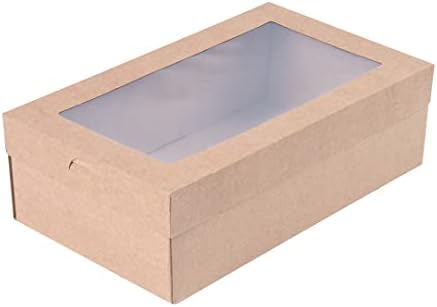 Cater Tek 10.2 x 6.1 x 3.2 Inch Catering Boxes, 10 Insert Tab Lock Baked Goods Boxes - Window Lids, Easy