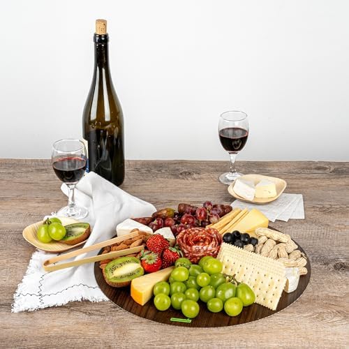 Cater Tek 13.8 Inch Charcuterie Boards, 100 Faux Wood Cheese Boards - Round, Stackable, Dark Paper Cardboard, alternate view