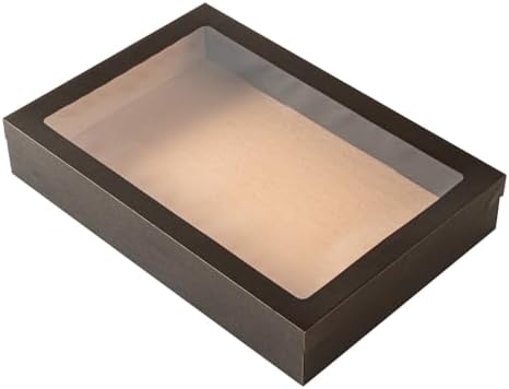Cater Tek 17.9 x 12.3 x 3.2 Inch Baked Goods Boxes, 10 Greaseproof Pastry Boxes - Window Lids, Insert Tab Lock