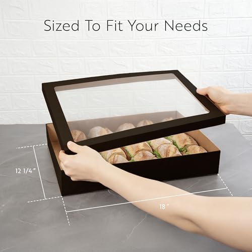 Cater Tek 17.9 x 12.3 x 3.2 Inch Baked Goods Boxes, 10 Greaseproof Pastry Boxes - Window Lids, Insert Tab Lock, alternate