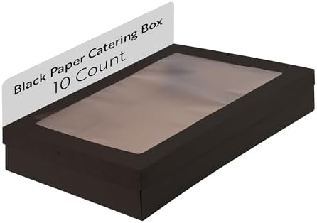Cater Tek 22.2 x 10 x 3.2 Inch Baked Goods Boxes, 10 Greaseproof Pastry Boxes - Window Lids, Insert Tab Lock