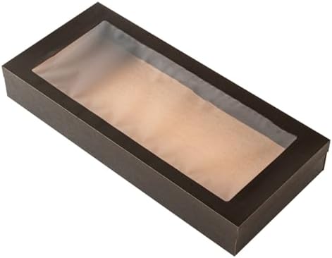 Cater Tek 22.2 x 10 x 3.2 Inch Baked Goods Boxes, 100 Greaseproof Pastry Boxes - Window Lids, Insert Tab Lock