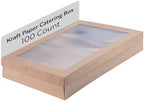 Cater Tek 22.2 x 10 x 3.2 Inch Catering Boxes, 100 Insert Tab Lock Baked Goods Boxes - Window Lids, Easy