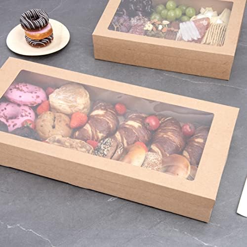 Cater Tek 22.2 x 10 x 3.2 Inch Catering Boxes, 100 Insert Tab Lock Baked Goods Boxes - Window Lids, Easy, alternate view 2