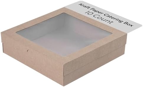 Cater Tek 9 x 9 x 2.4 Inch Catering Boxes, 10 Insert Tab Lock Baked Goods Boxes - Window Lids, Easy Assembly
