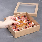Cater Tek 9 x 9 x 2.4 Inch Catering Boxes, 10 Insert Tab Lock Baked Goods Boxes - Window Lids, Easy Assembly, alternate view