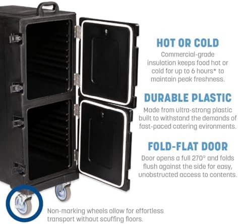 Cateraide Insulated Front Loading Food Pan Carrier with Casters for Catering, Events, and Restaurants, Plastic, alternate