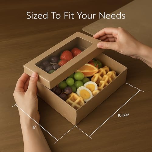 Catering Box With Lid 100 Count 10.16 x 6.1 x 3.15 Inch Paper Rectangle Disposable Food Packaging Box, alternate view 3