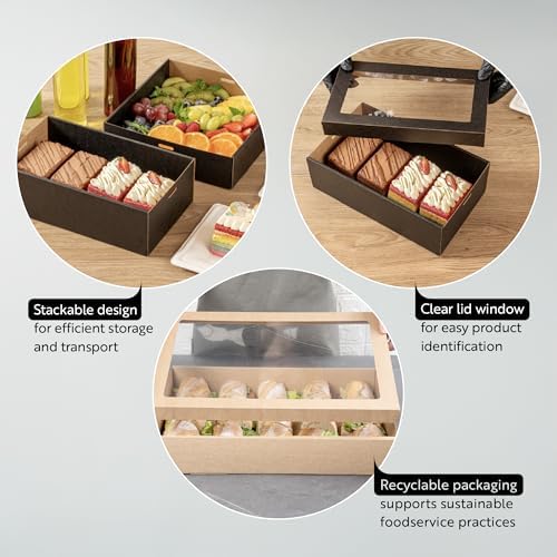 Catering Box With Lid 100 Count 10.16 x 6.1 x 3.15 Inch Paper Rectangle Disposable Food Packaging Box, alternate view 4