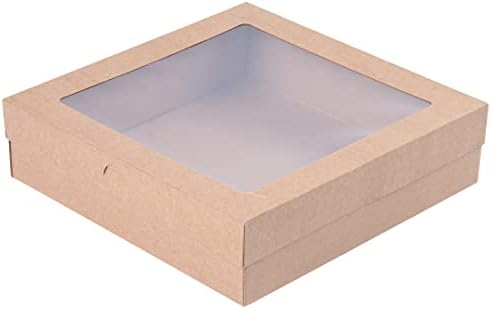 Catering Box With Lid 100 Count 9.02 x 8.98 x 2.36 Inch Paper Square Disposable Food Packaging Box, Square