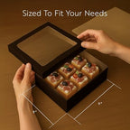Catering Box With Lid 100 Count 9.02 x 8.98 x 2.36 Inch Paper Square Disposable Food Packaging Box, Square, alternate view 2