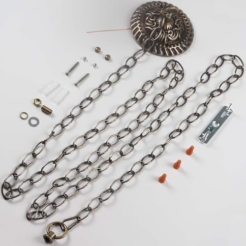 CC05 Lighting Fixture Chain and Canopy Kit for Ceiling Pendant Light (10ft Bronze)