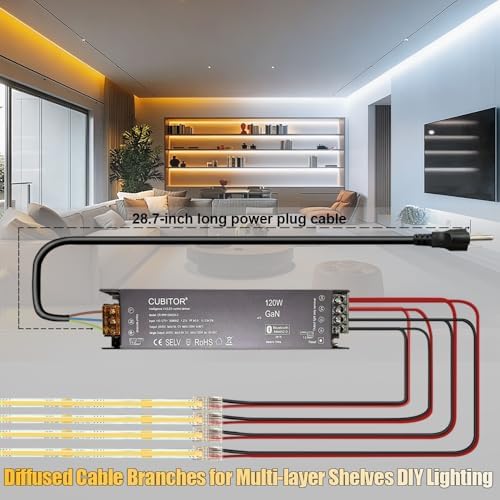 CCT COB LED Strips Light Kit,2700K-6500K,32.8ft/10m, Dimmable & Cuttable,24V Tape Strip with Smart Transformer, alternate