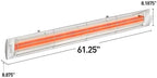 CD-6024 SS Stainless Steel Dual Element Electric Patio Heater, 61.25", 6000 Watt, 240 Volt, Stainless Steel, alternate view 3