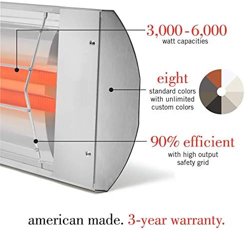 CD-6024 SS Stainless Steel Dual Element Electric Patio Heater, 61.25", 6000 Watt, 240 Volt, Stainless Steel, alternate view 5