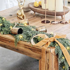 Cedar Christmas Garland with Lights for Mantle - 2 PACK Decorations 15ft Realistic Lighted Faux Pine Garlands, alternate view